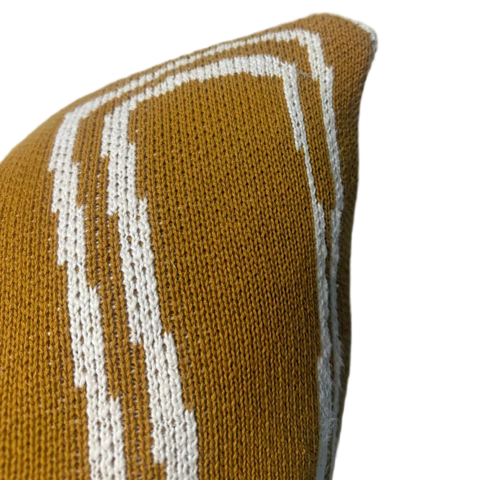 BLOCK & CHISEL OCHRE KNITTED SCATTER CUSHION INCLUDING INNER