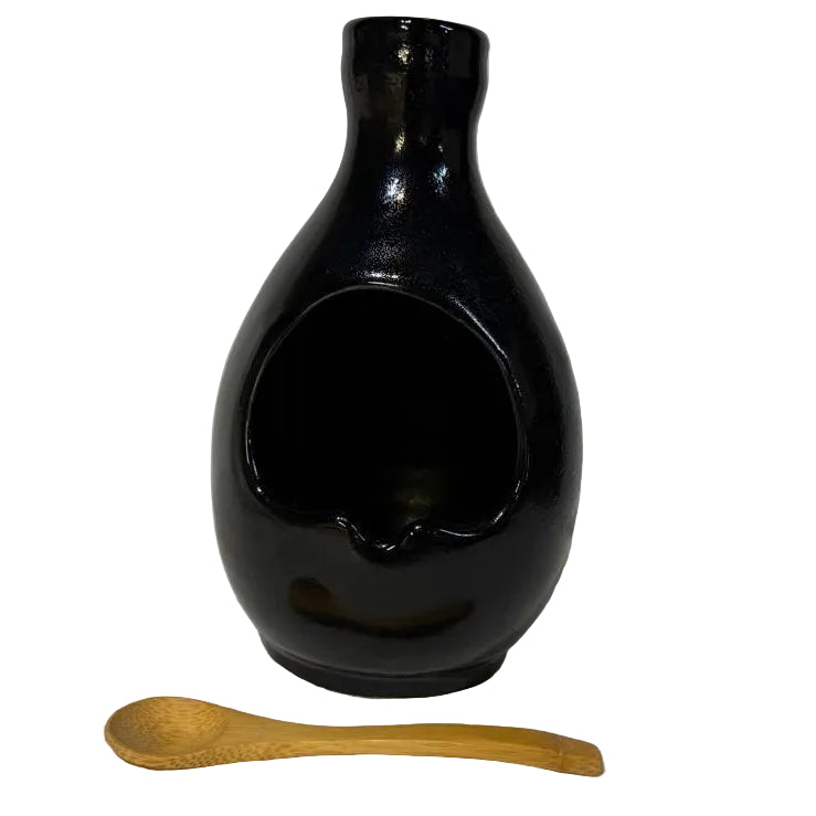 MATT BLACK TEARDROP CERAMIC BATH SALT CONTAINER