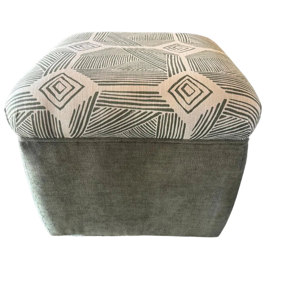 OLIVE GEOMETRIC OTTOMAN