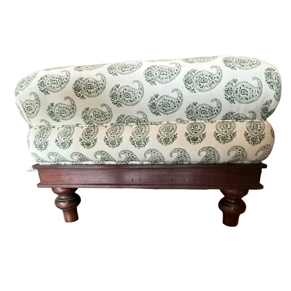 WHITEMAN & MELLOR GREEN PAISLEY OTTOMAN