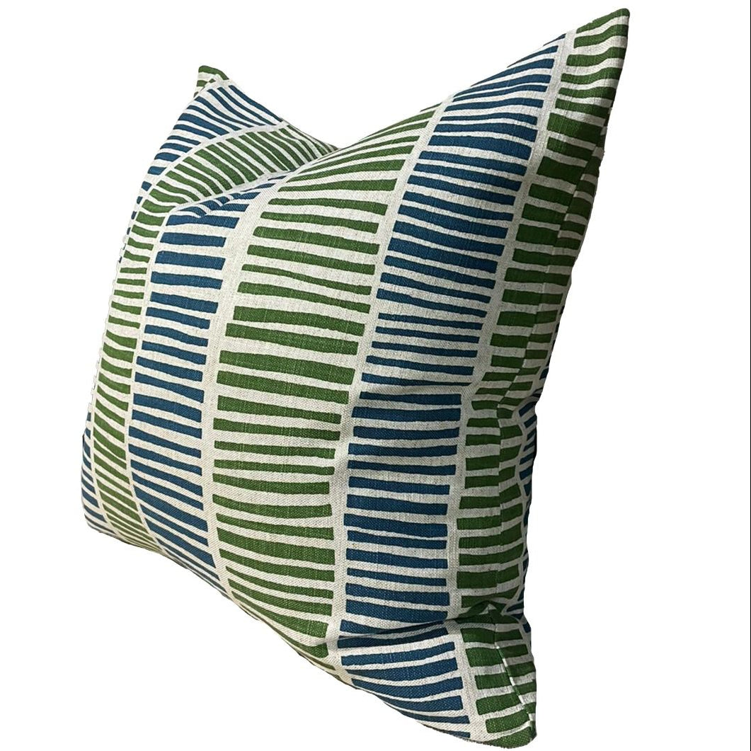 BROKEN STRIPE JADE & TEAL CUSHION COVER ONLY