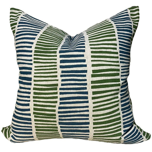 BROKEN STRIPE JADE & TEAL CUSHION COVER