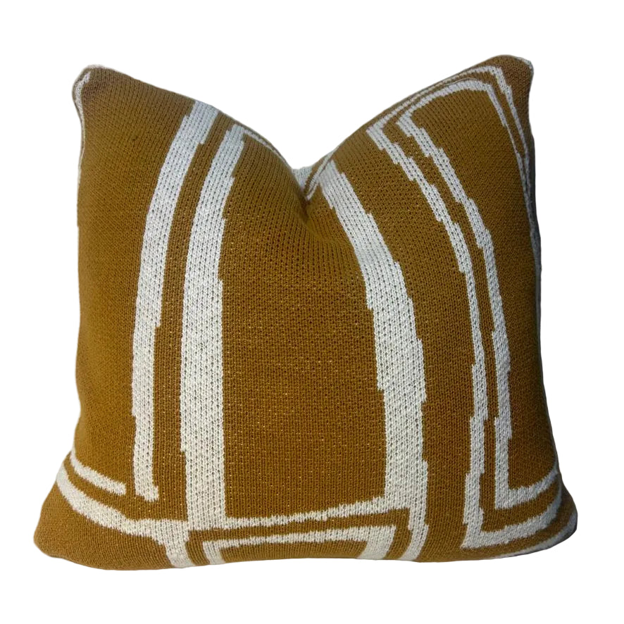 BLOCK & CHISEL OCHRE KNITTED SCATTER CUSHION INCLUDING INNER