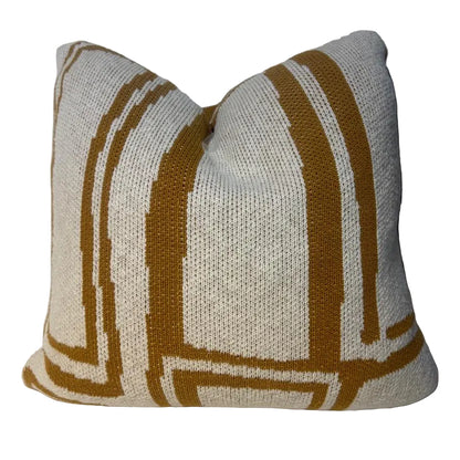 BLOCK & CHISEL OCHRE KNITTED SCATTER CUSHION INCLUDING INNER