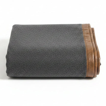 CHARCOAL FELT THROW WITH LEATHER BORDER