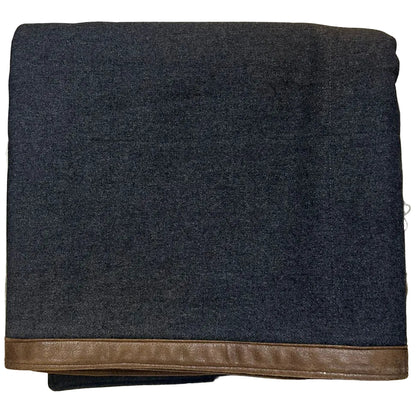 CHARCOAL FELT THROW WITH LEATHER BORDER