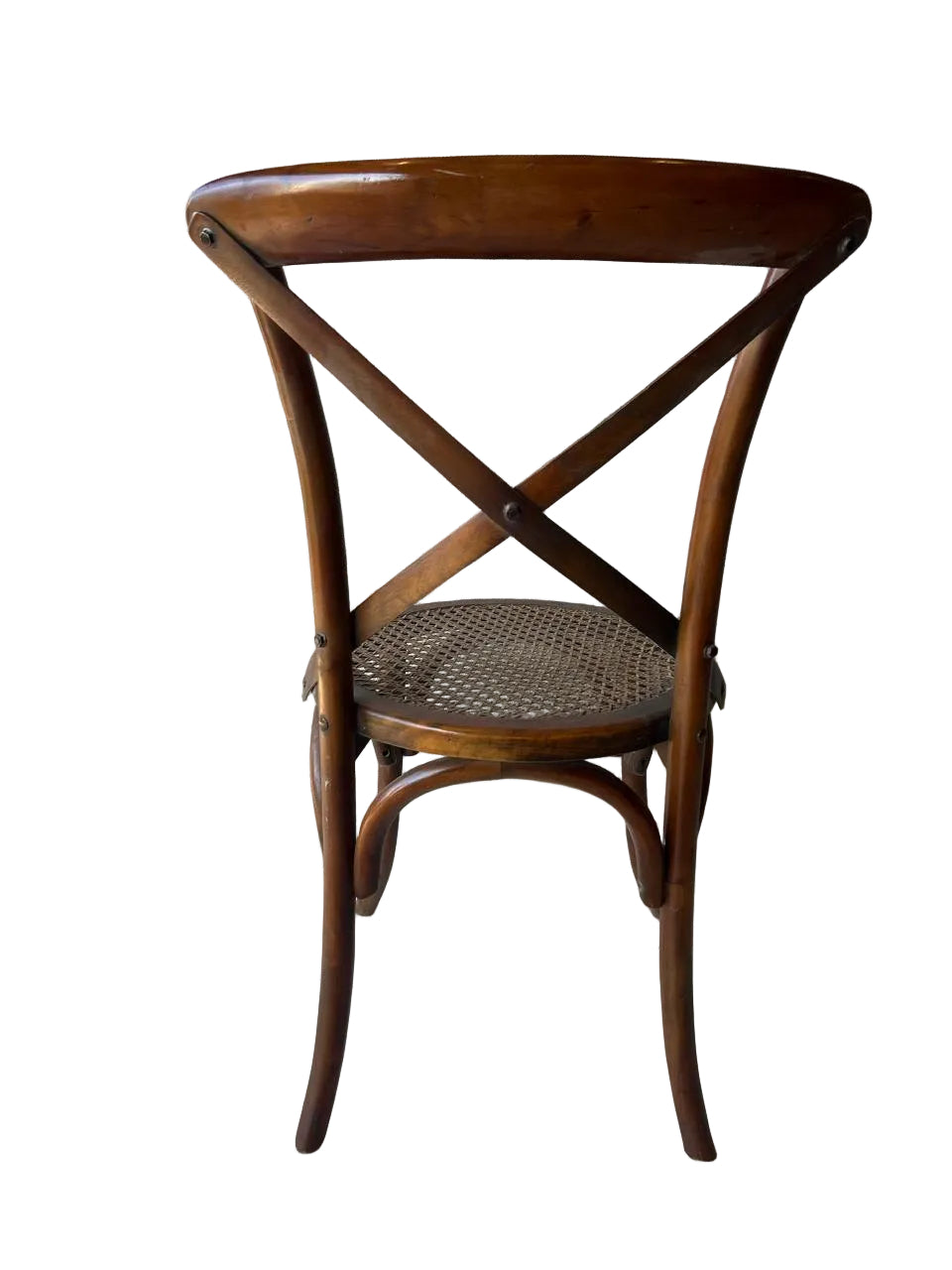 Wooden chair with a woven seat cross back