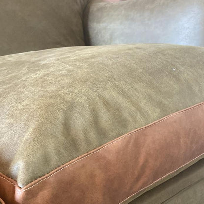 GREEN LEATHER 2 SEATER SOFA