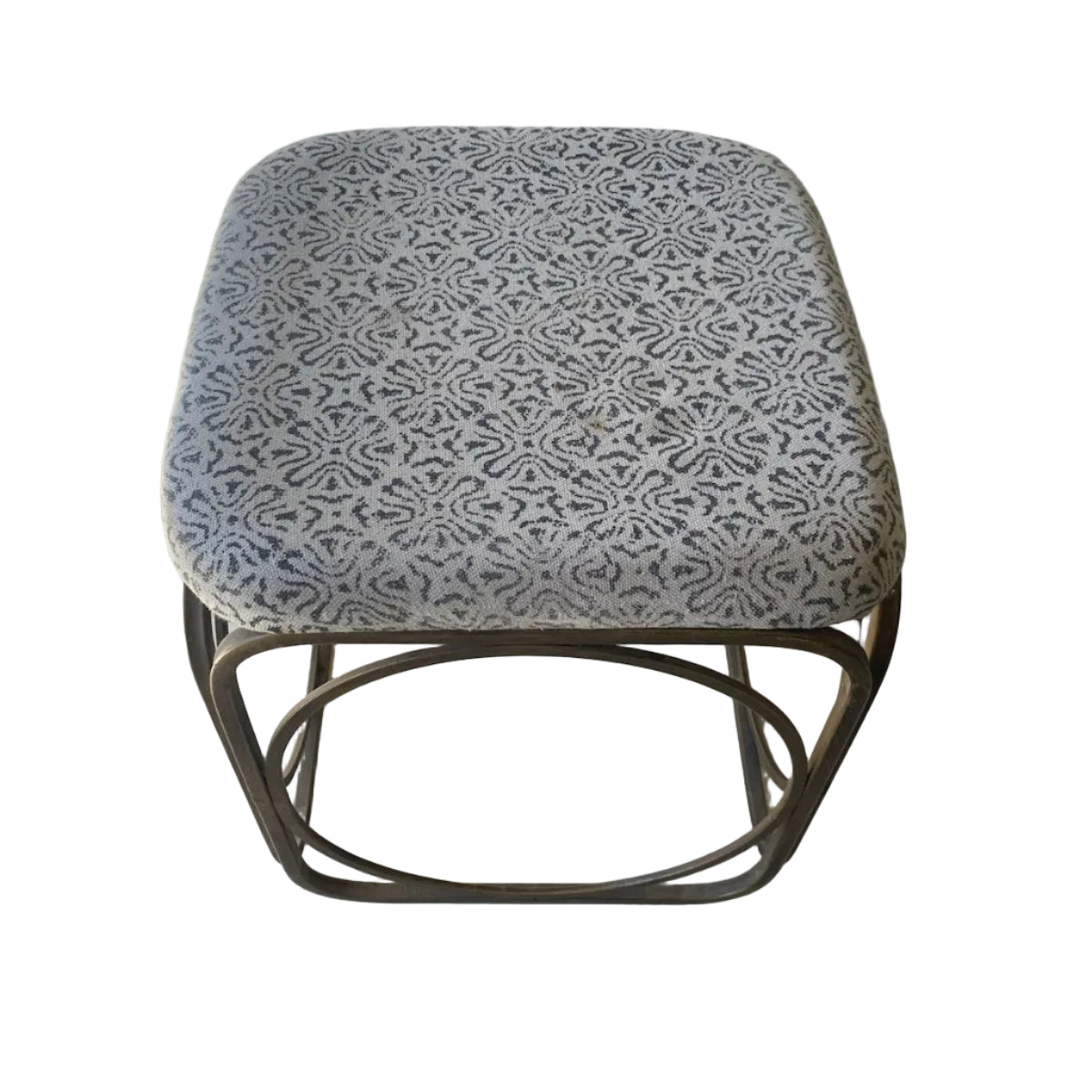 Small foot stool with patterned cushion