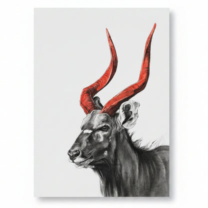 KUDU WITH RED HORNS (UNFRAMED)