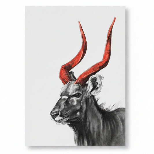 KUDU WITH RED HORNS (UNFRAMED)