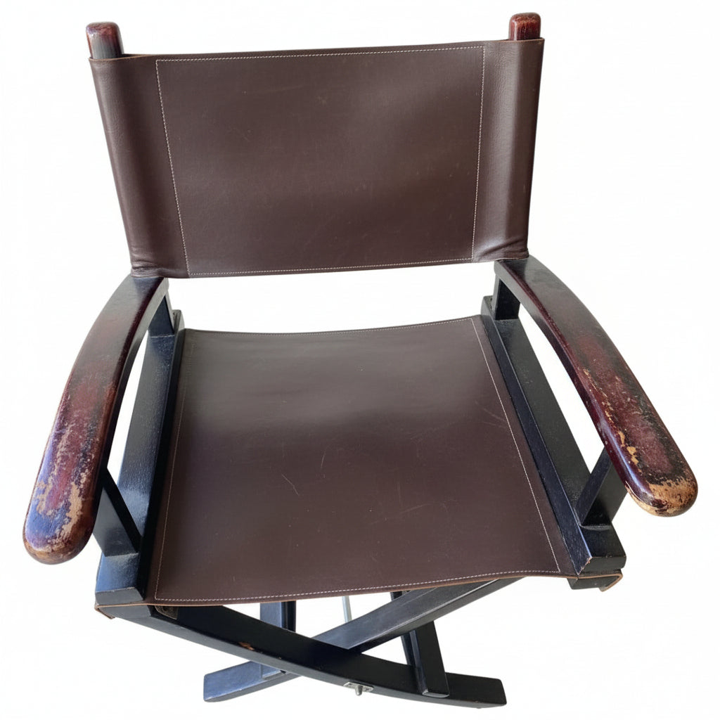 Brown leather director's chair 