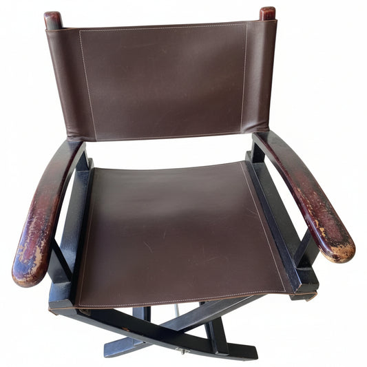 Brown leather director's chair 