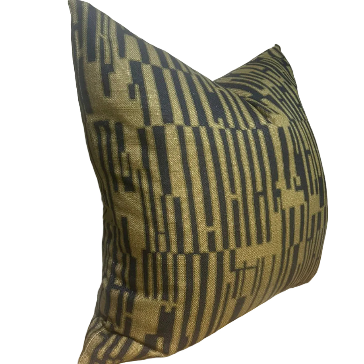 Decorative pillow with geometric pattern on a white surface