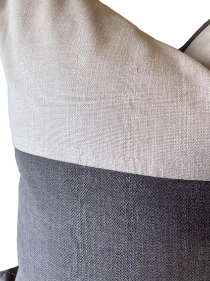 Close-up of a pillow with two-tone fabric pattern