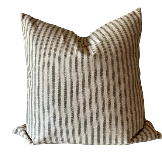 OLIVE TICKING SCATTER CUSHION COVER