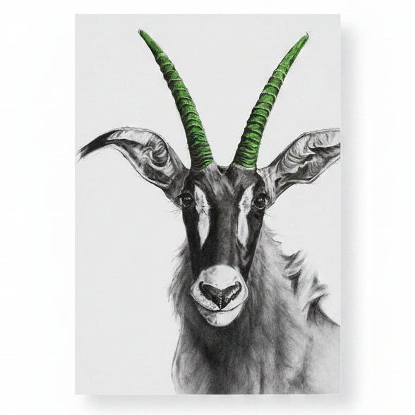 ROAN WITH GREEN HORNS (UNFRAMED)