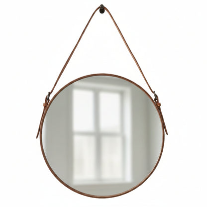 ROUND MIRROR WITH LEATHER STRAP
