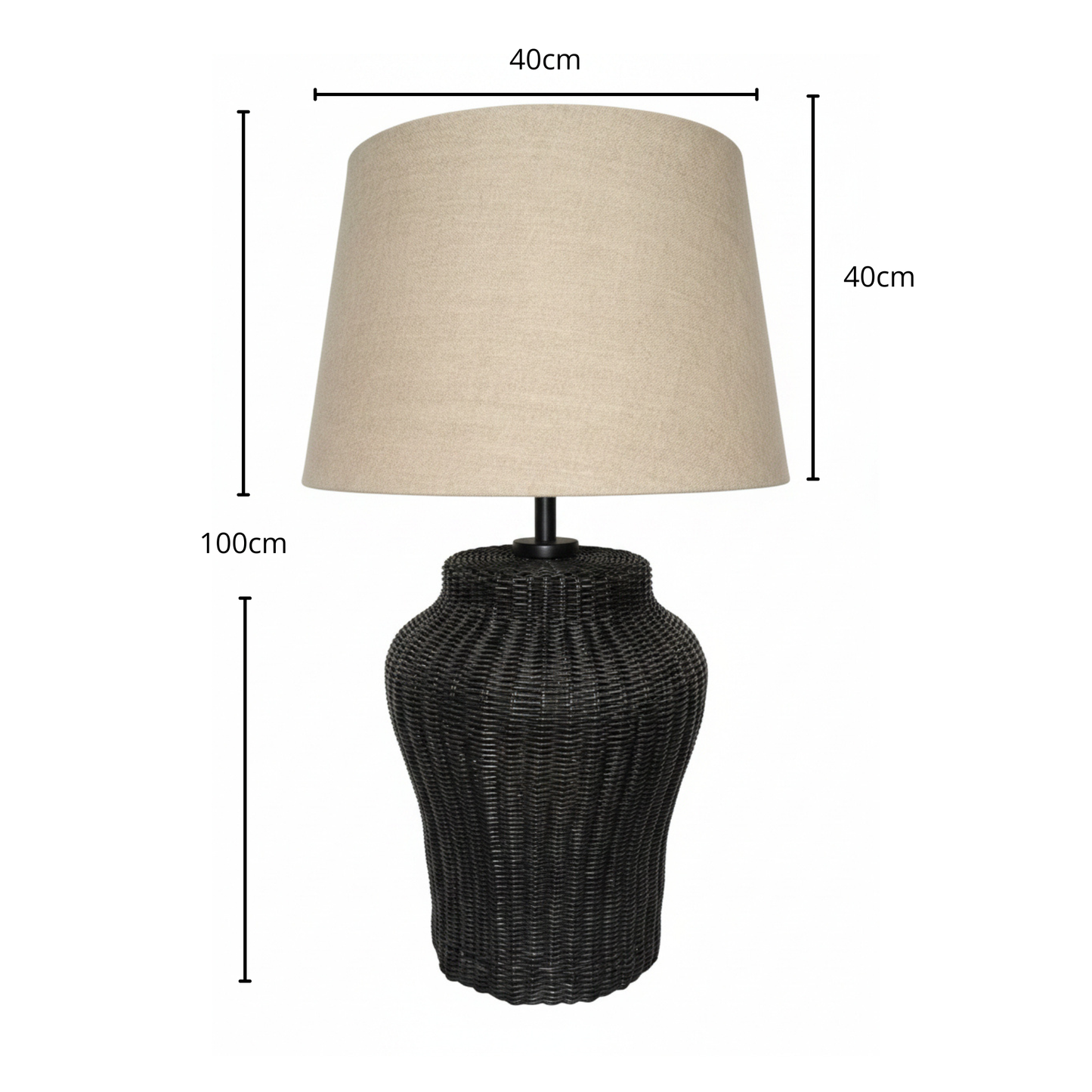 RATTAN LAMP BASE WITH LINEN SHADE