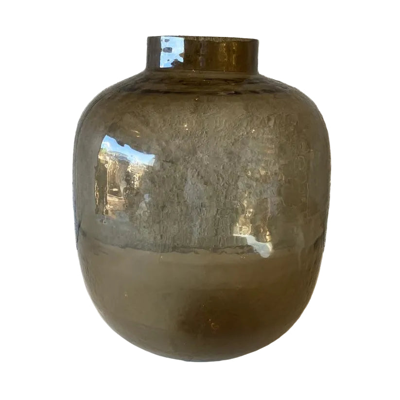 SMOKED GLASS ROUND VASE