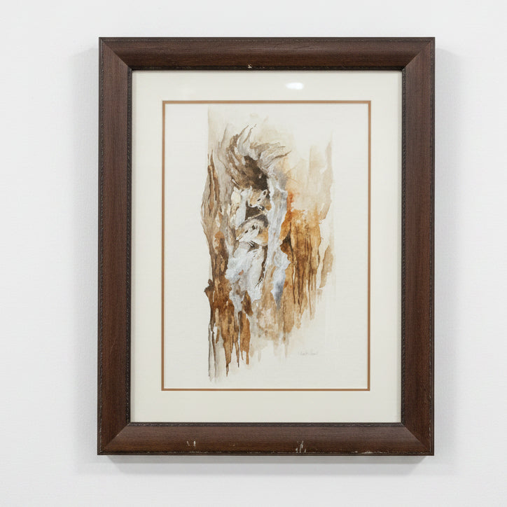 SQUIRRELS IN TREE TRUNK FRAMED ARTWORK