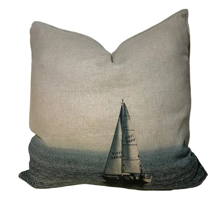 SAILING BOAT ON LINEN SCATTER CUSHION