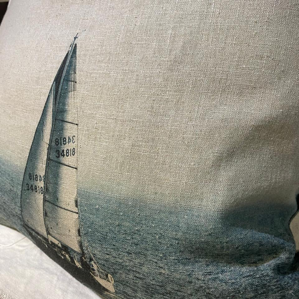 SAILING BOAT ON LINEN SCATTER CUSHION