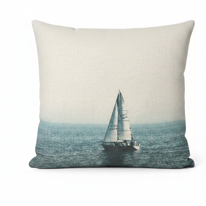 SAILING BOAT ON LINEN SCATTER CUSHION