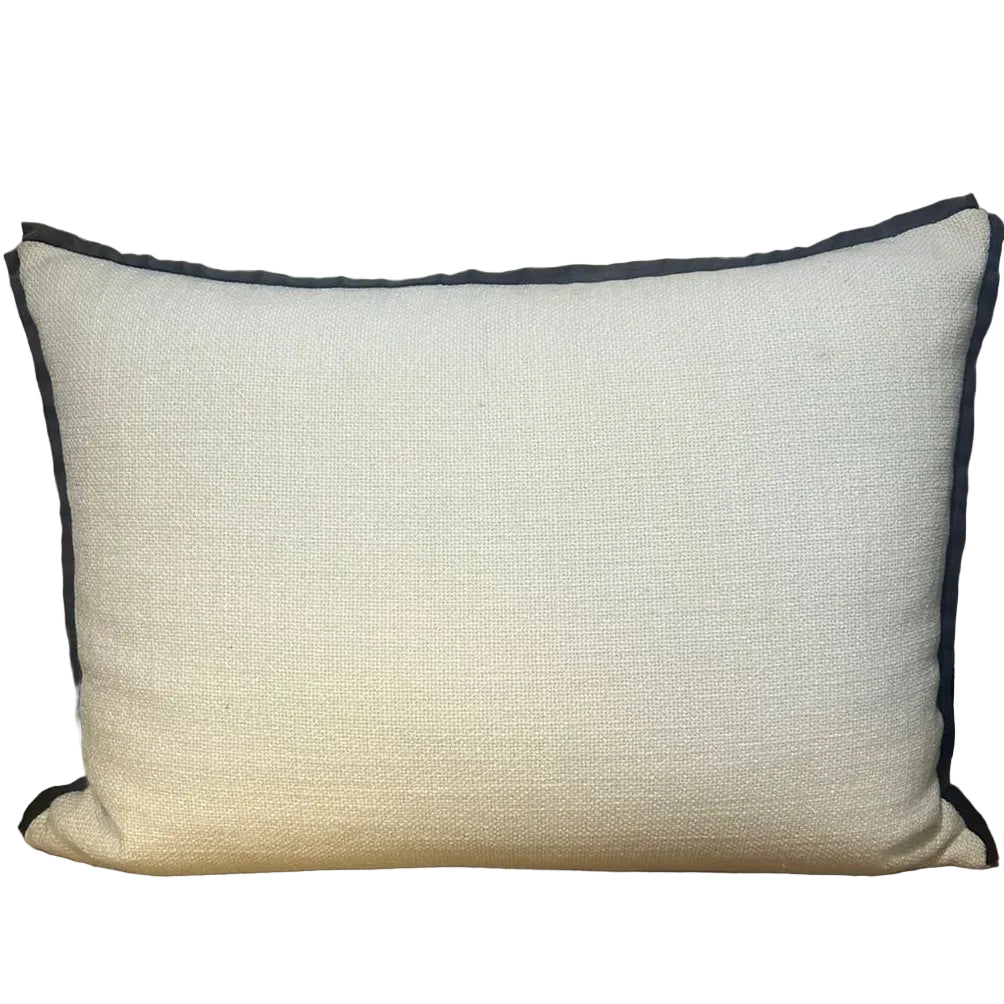 WOVEN WHITE OBLONG SCATTER WITH CHARCOAL EDGE