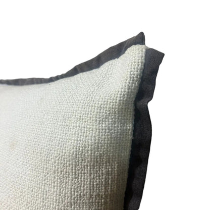 WOVEN WHITE OBLONG SCATTER WITH CHARCOAL EDGE